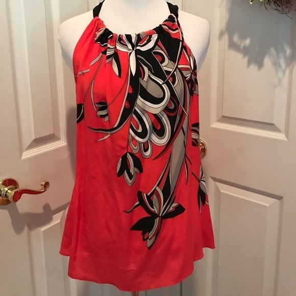 Tahari Tops - Tahari 100% silk top with tied neckline, see back